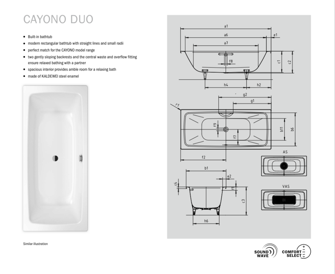 Ванна стальная Kaldewei Cayono Duo 170х75 стандартная
