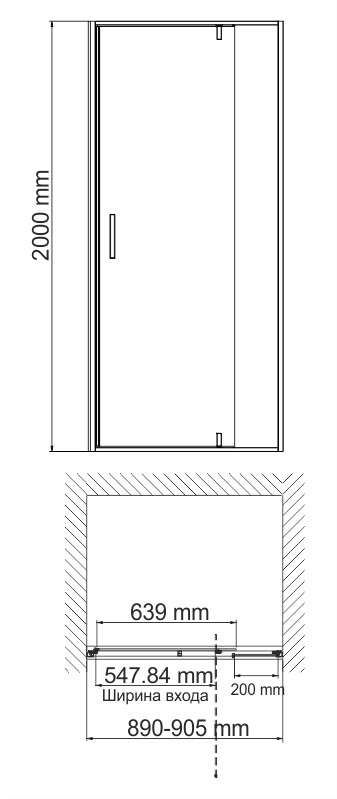 Душевая дверь WasserKraft Neime 19P04 90x200