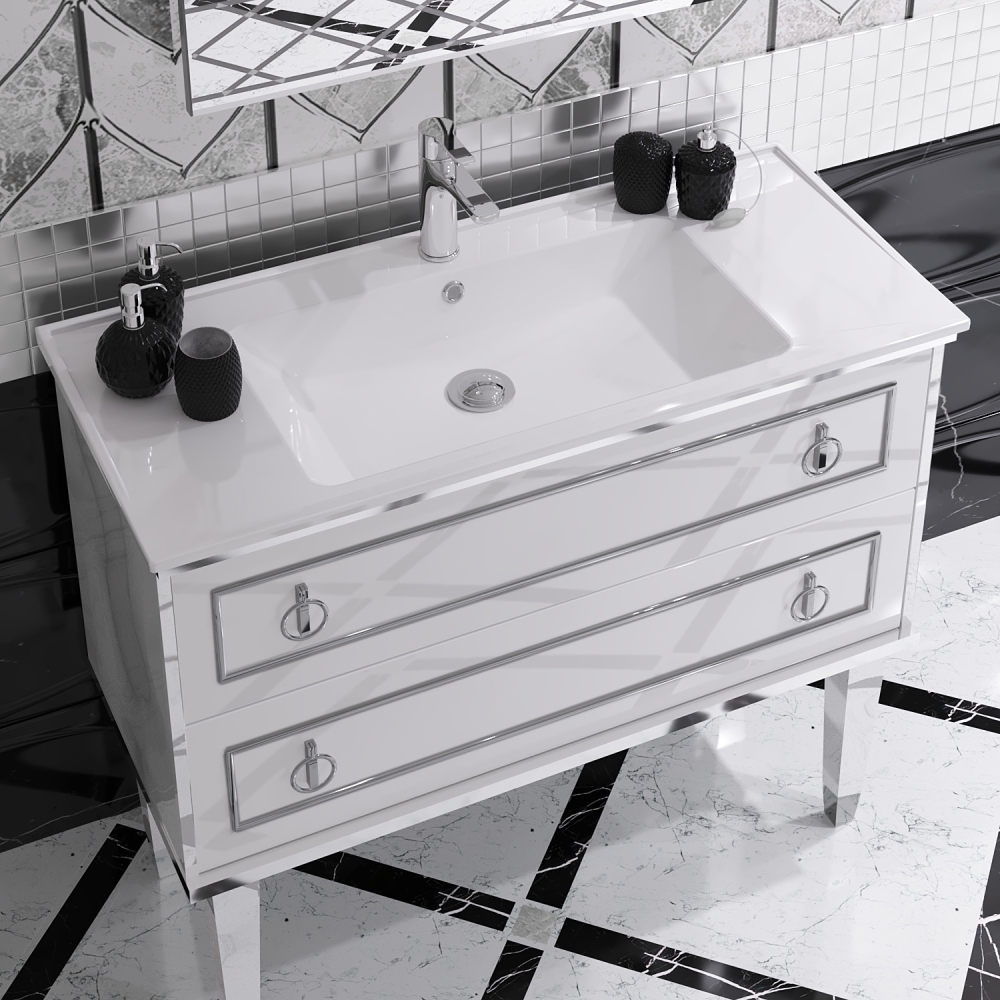 Комплект мебели Opadiris Порто 100 белый, хром