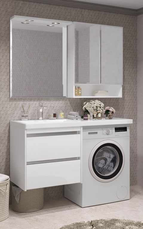 Комплект мебели Opadiris Фреш 120 R/L под стиральную машину, стеклянные фасады