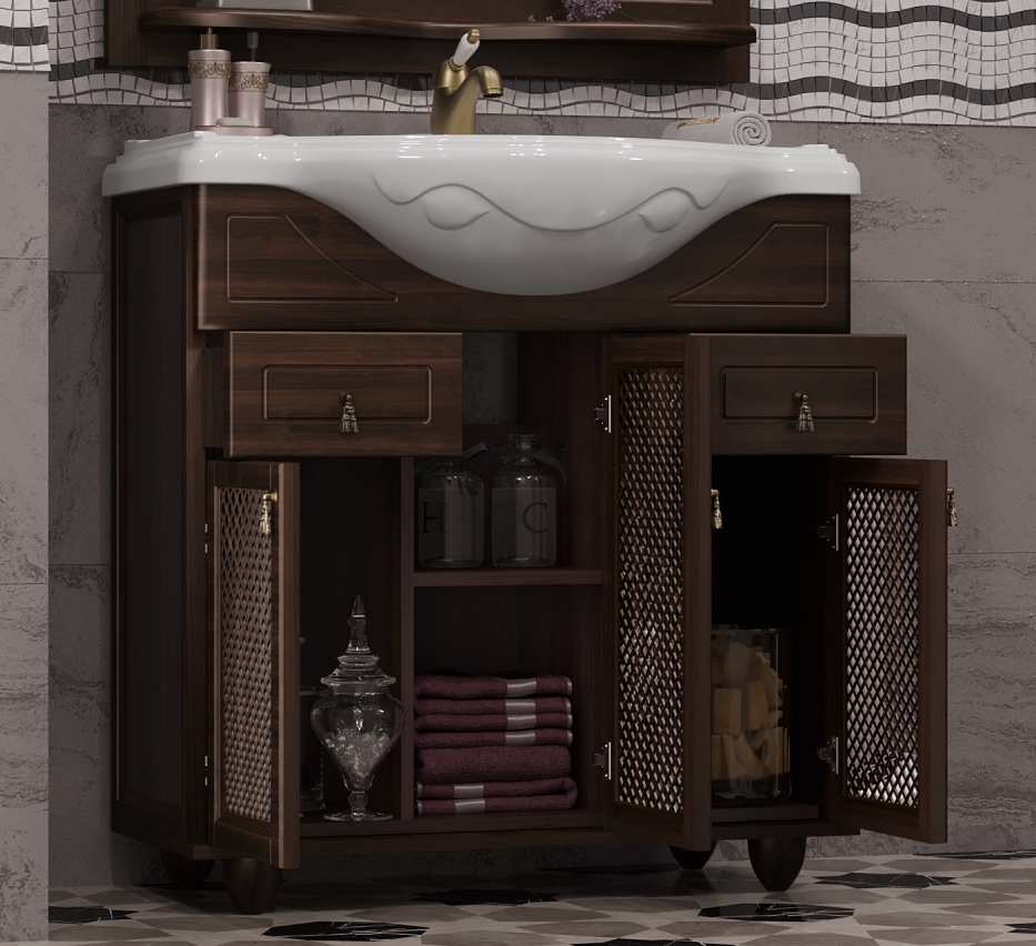 Комплект мебели Opadiris Тибет 85 орех антик, с декоративными решетками